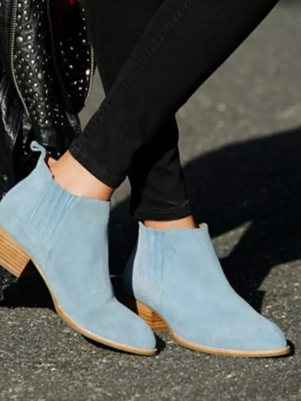 Free People x Jeffrey Campbell Monroe Chelsea Boots Baby Blue Leather 8